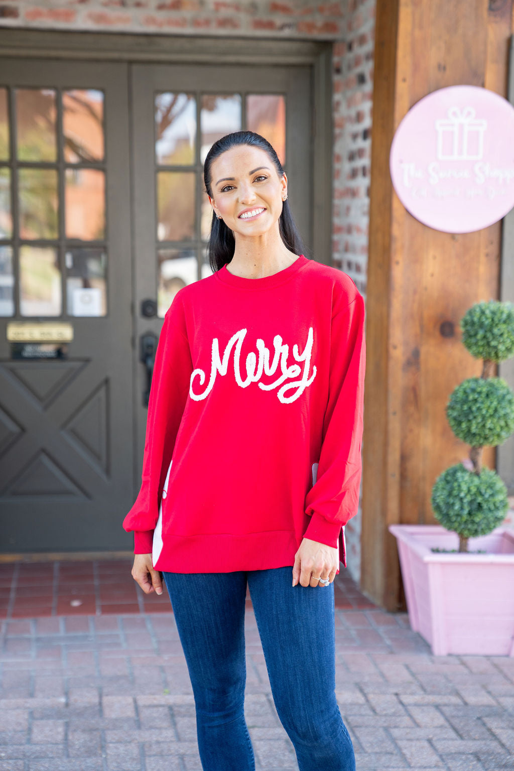 Mary Square Lakelyn Sweatshirt, Merry Bow