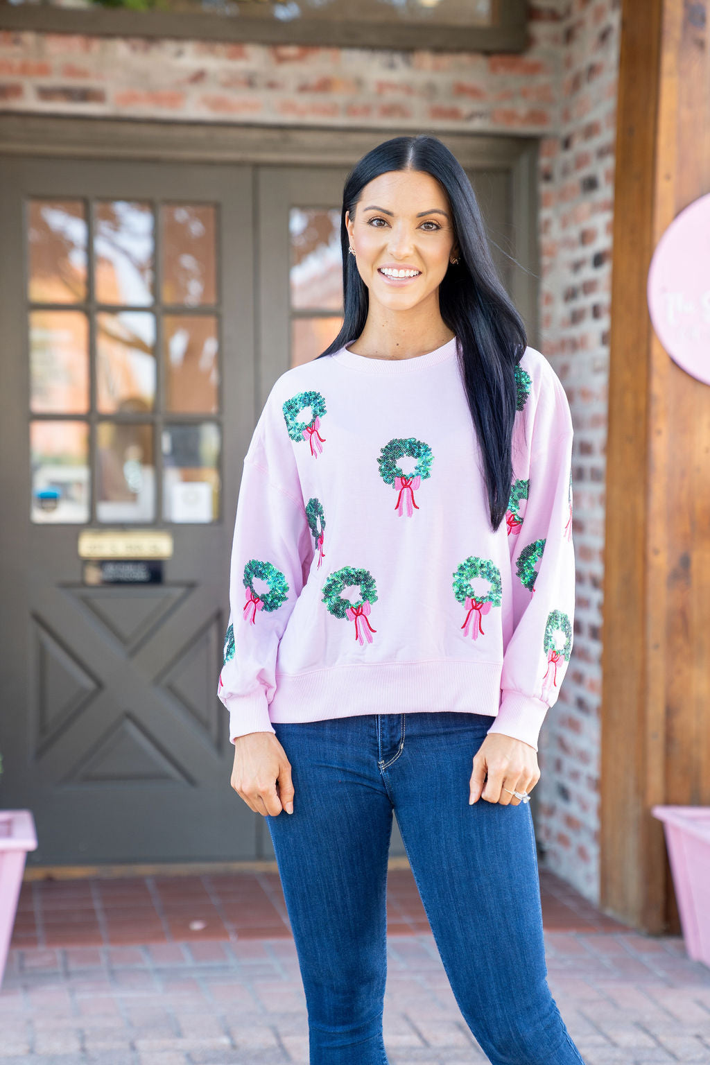 Mary Square Millie Sweatshirt, Wreaths