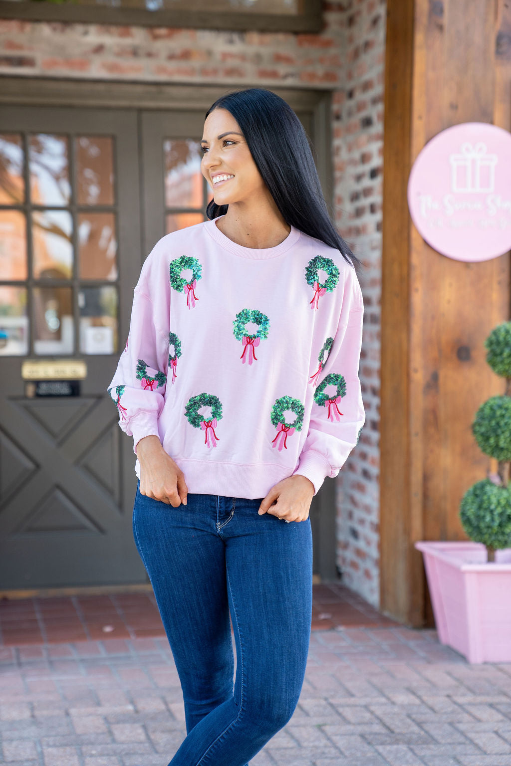 Mary Square Millie Sweatshirt, Wreaths