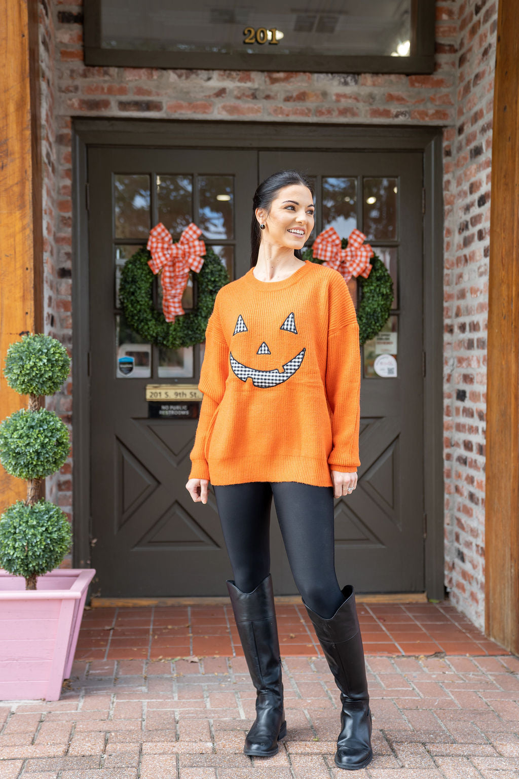 Jack O Lantern Gingham Sweater
