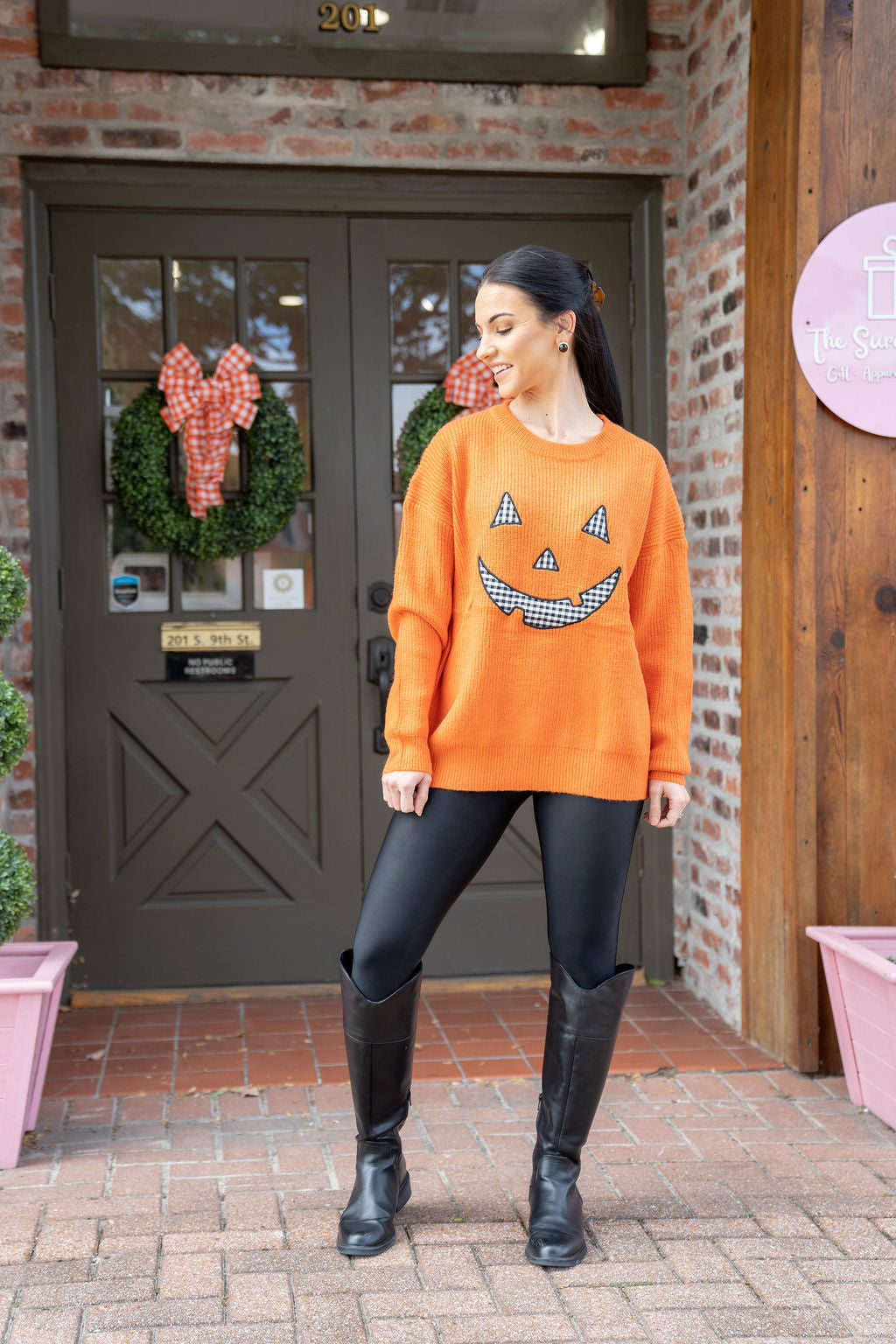 Jack O Lantern Gingham Sweater