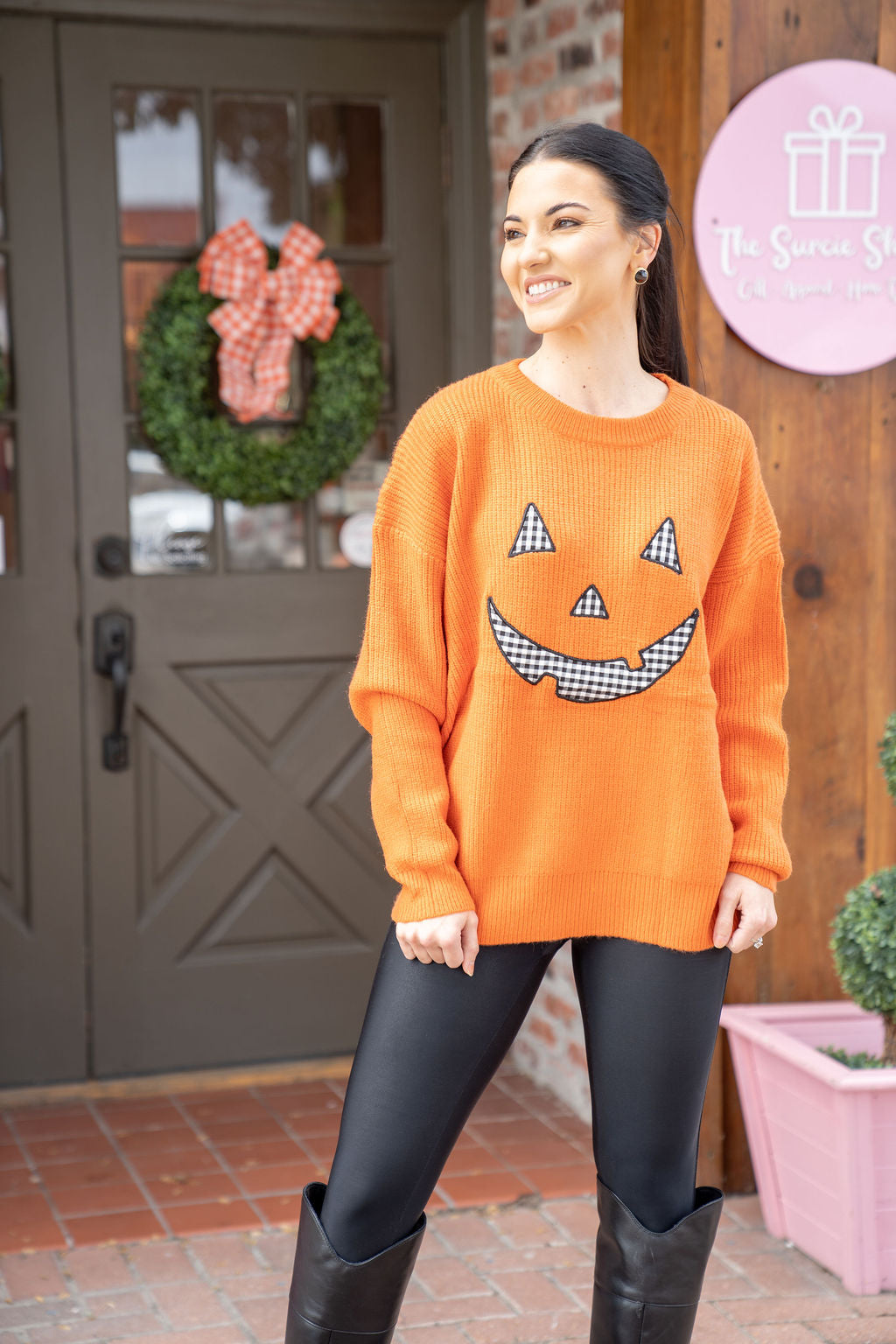 Jack O Lantern Gingham Sweater