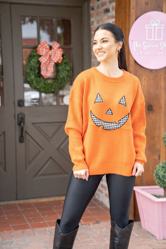 Jack O Lantern Gingham Sweater
