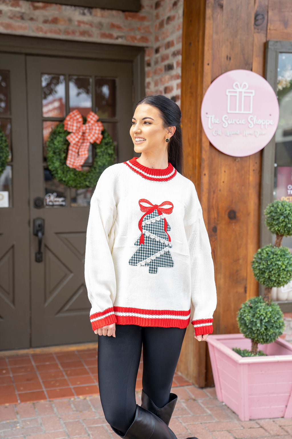 Vintage Patchwork Christmas Tree Sweater