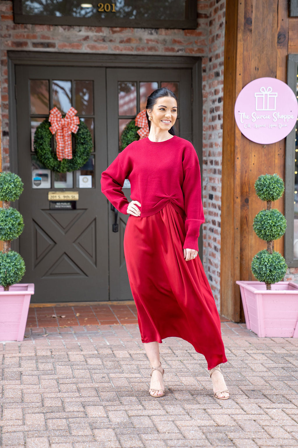 Mistletoe Layered Sweater Midi Dress