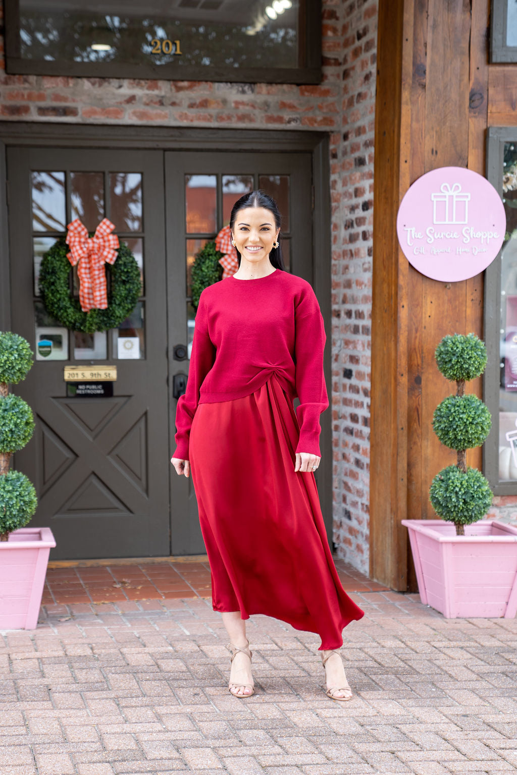 Mistletoe Layered Sweater Midi Dress