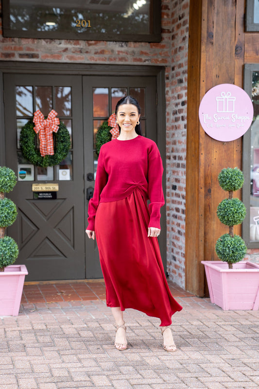 Mistletoe Layered Sweater Midi Dress