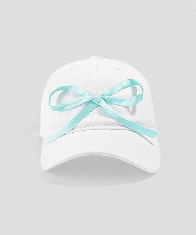 The White Bow Ball Cap, Aqua Bow