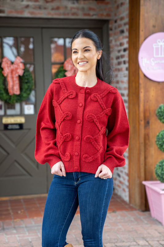 The Holly Berry Cable Knit Cardigan