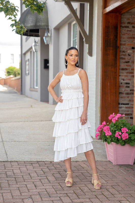 Ever After Ruffle Midi Dress