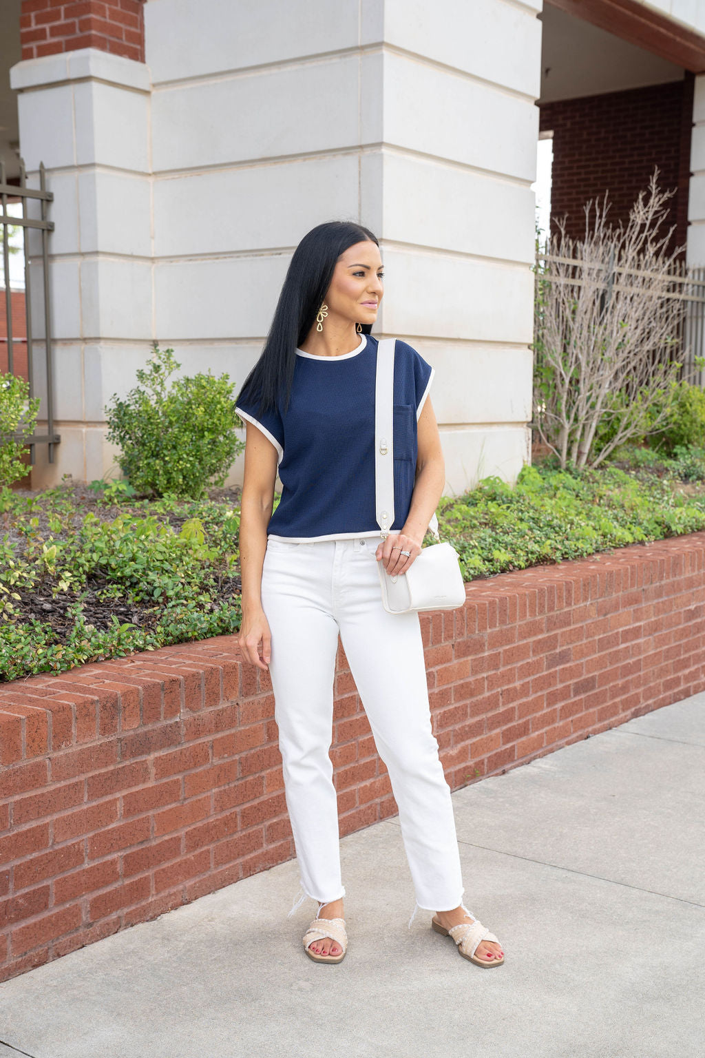 Staple Style Top, Navy/Cream