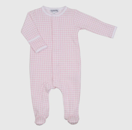 Pink Gingham Footie