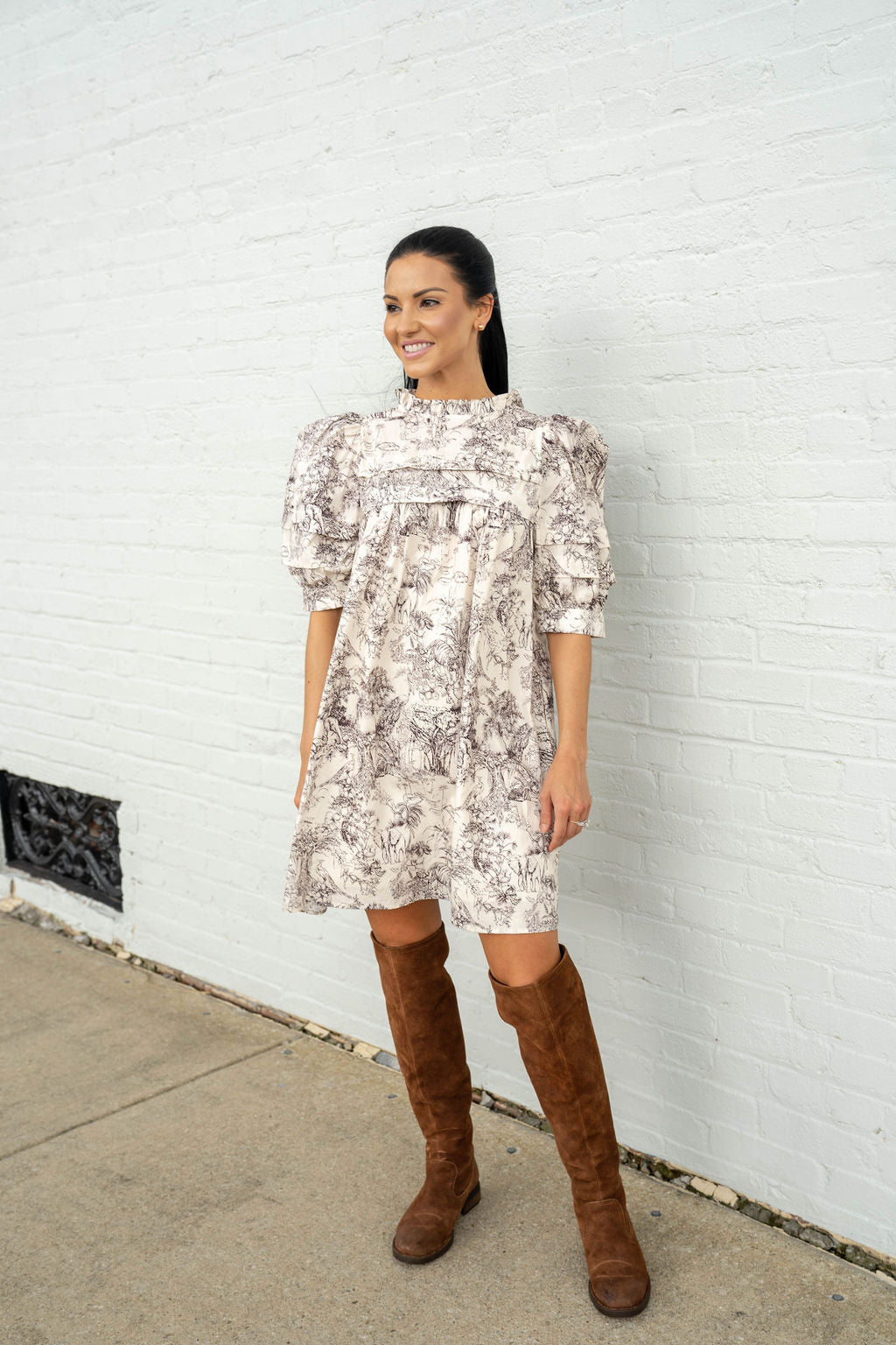 Into The Wild Jungle Toile Print Dress, Mocha