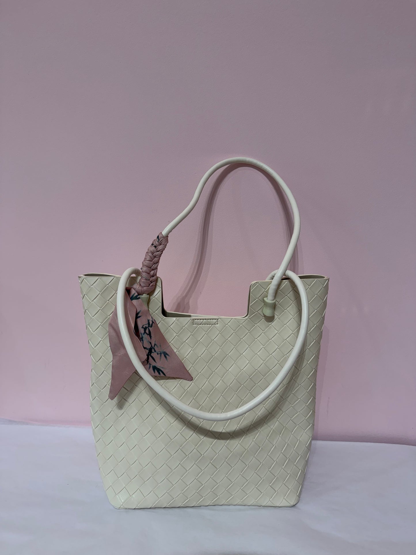 Woven Ivory Shoulder Purse