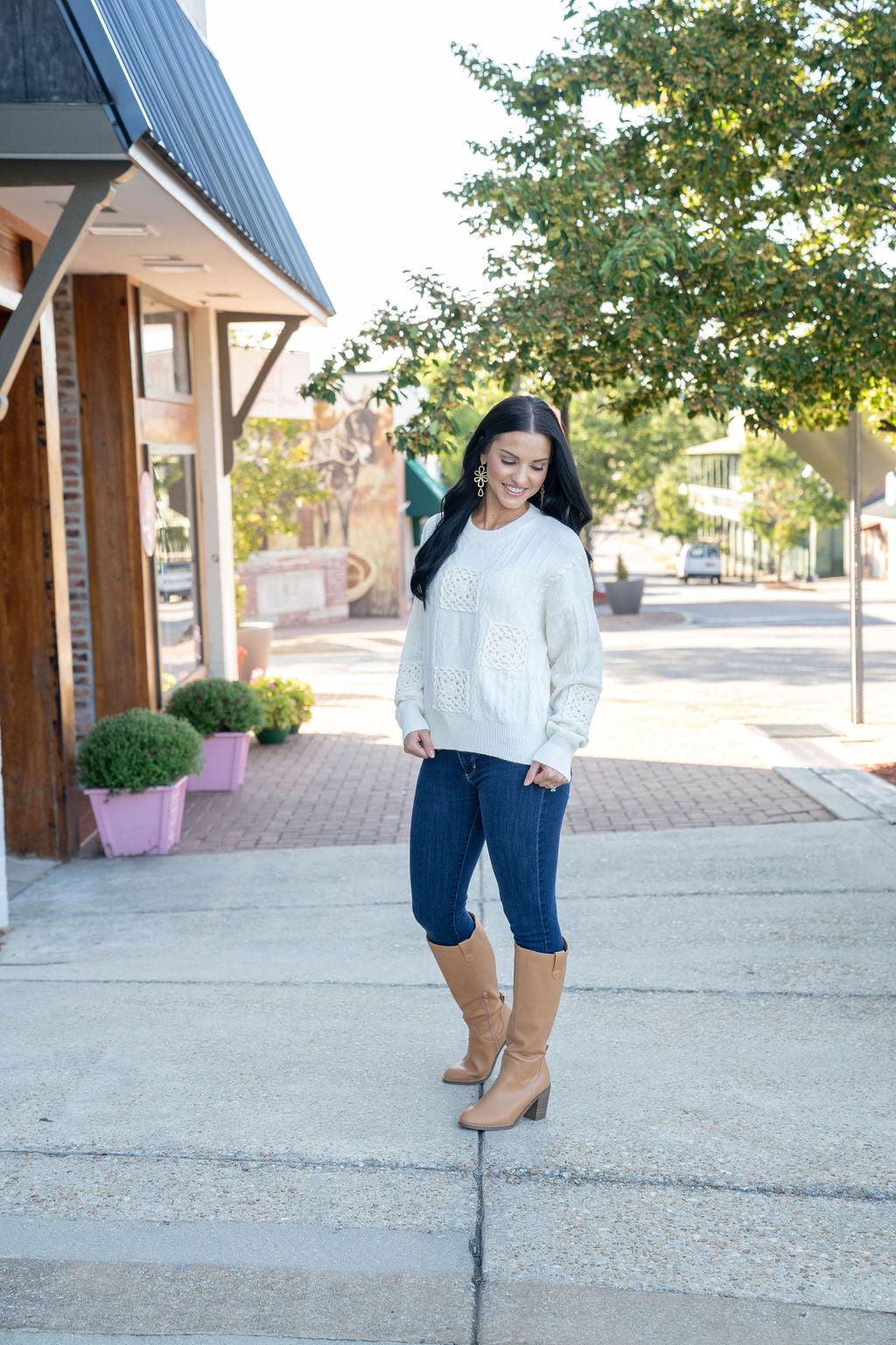 Crochet Sweater, Cream