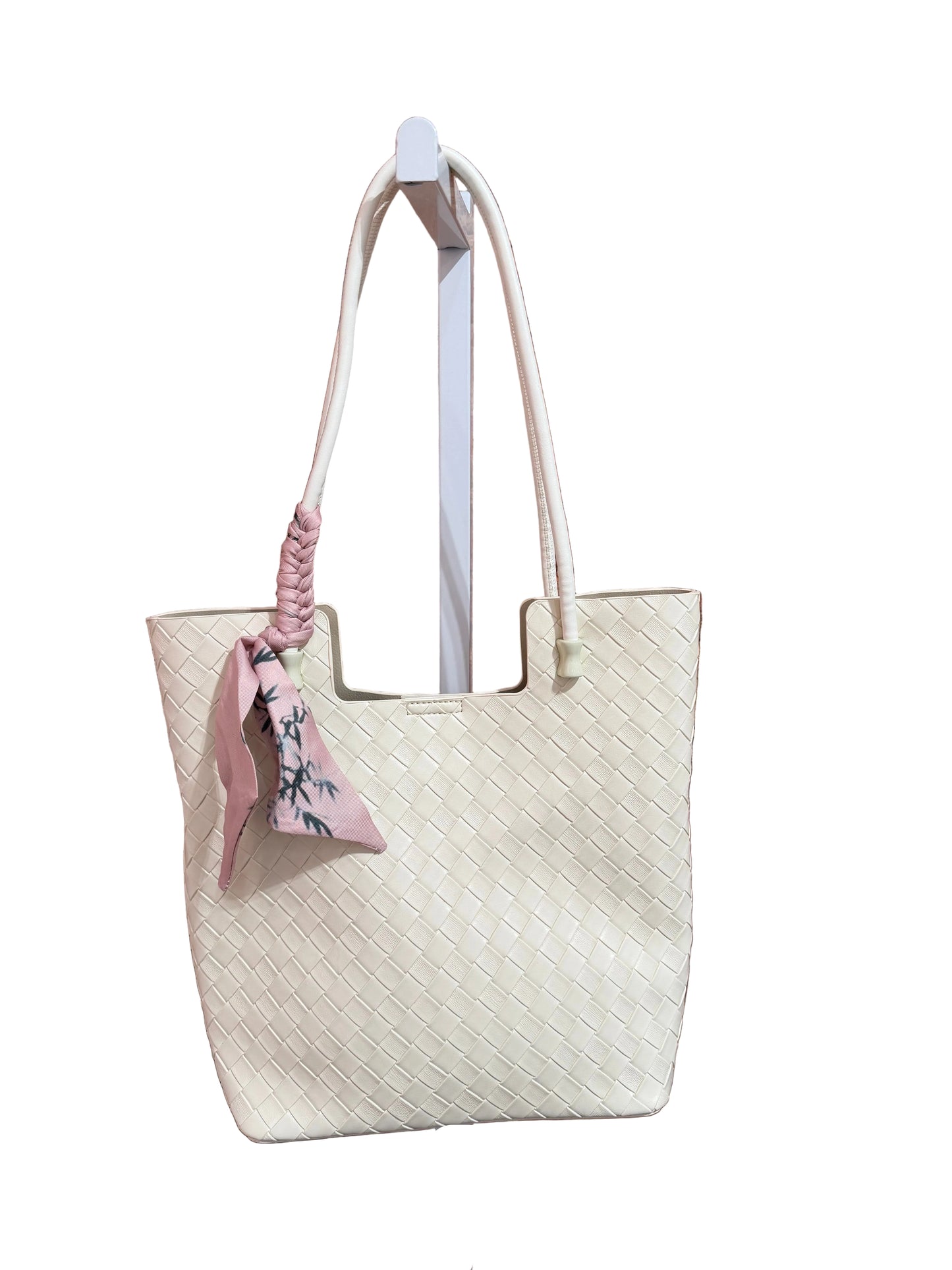 Woven Ivory Shoulder Purse