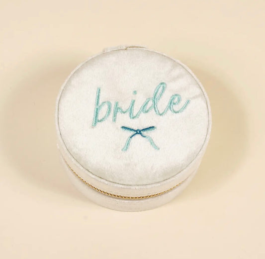 Round Velvet Jewelry Case, Bride