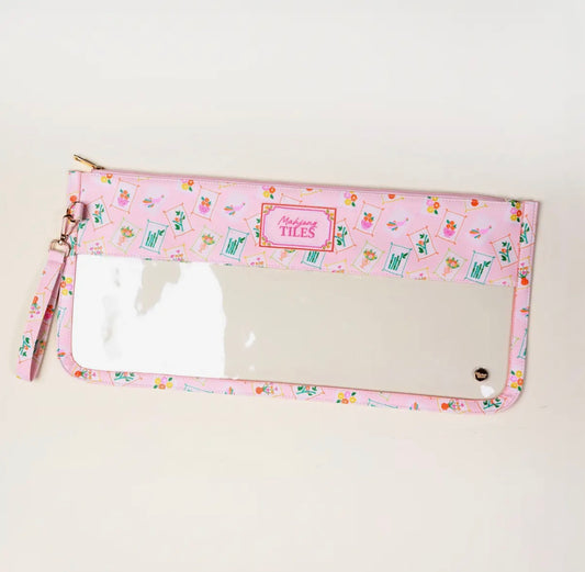 Mahjong Tile Keeper Pouch-It’s Mahj Time Pink