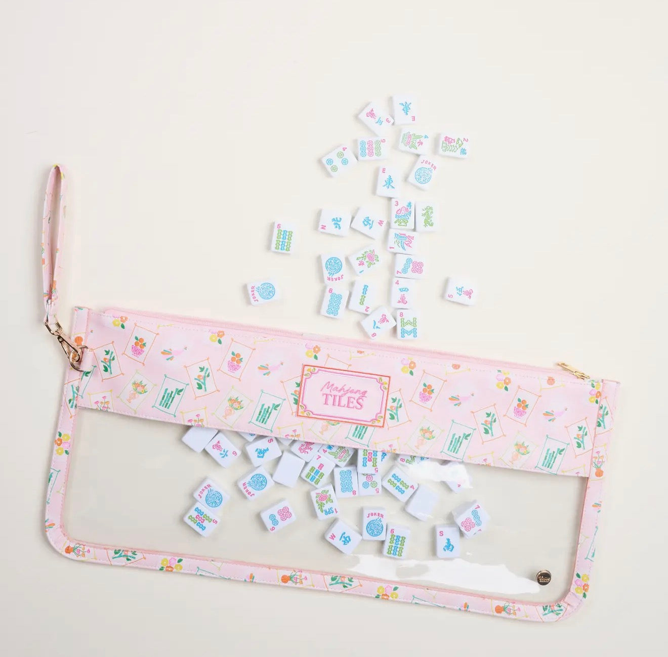 Mahjong Tile Keeper Pouch-It’s Mahj Time Pink