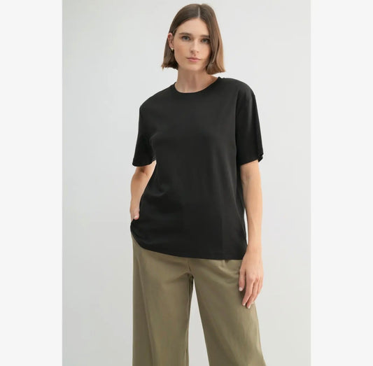 Rebecca Round Neck Short Sleeve Tee, Black