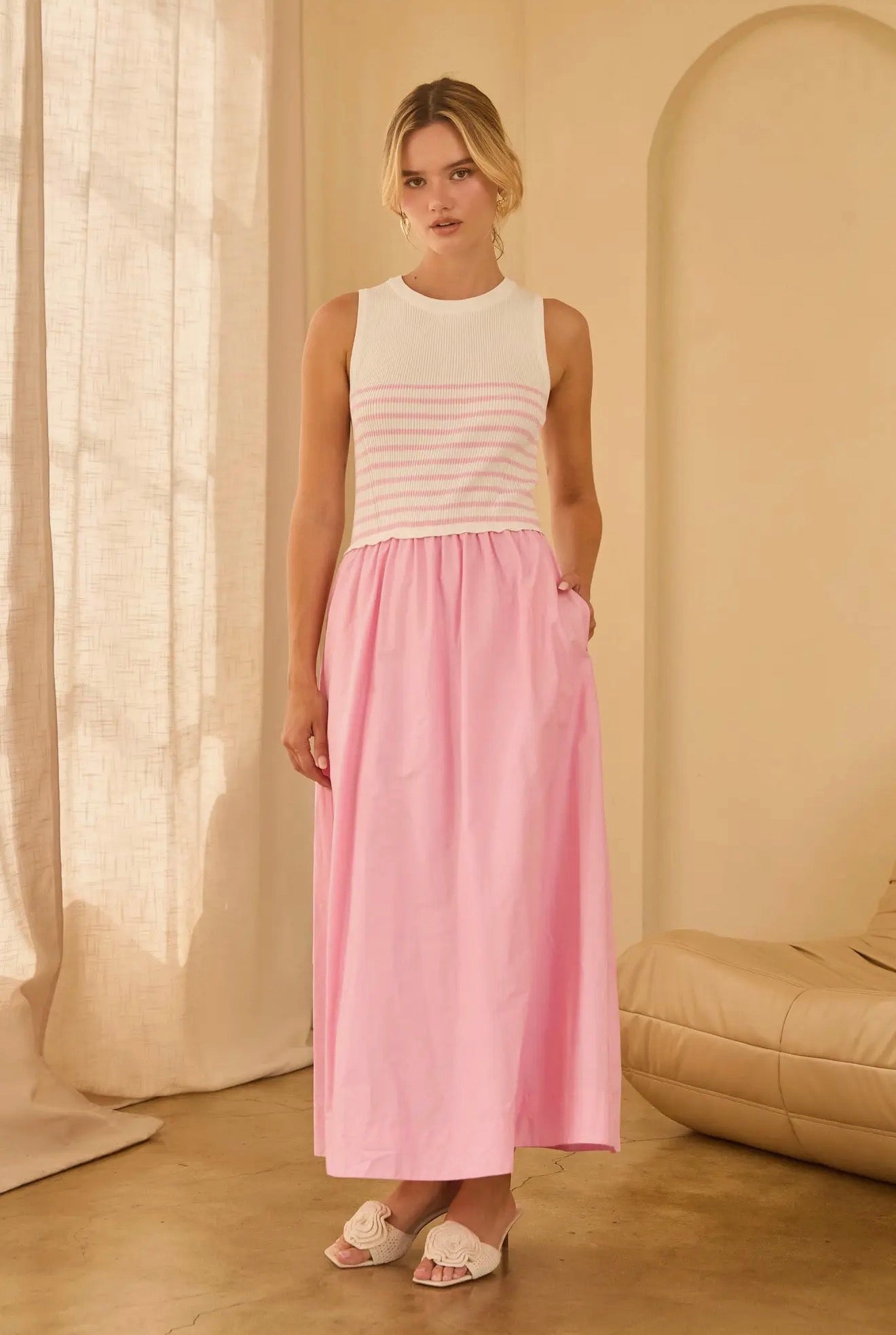Adeline Pink Stripe Dress