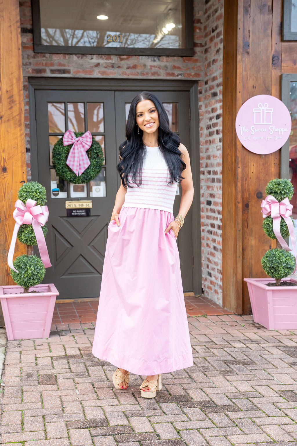 Adeline Pink Stripe Dress