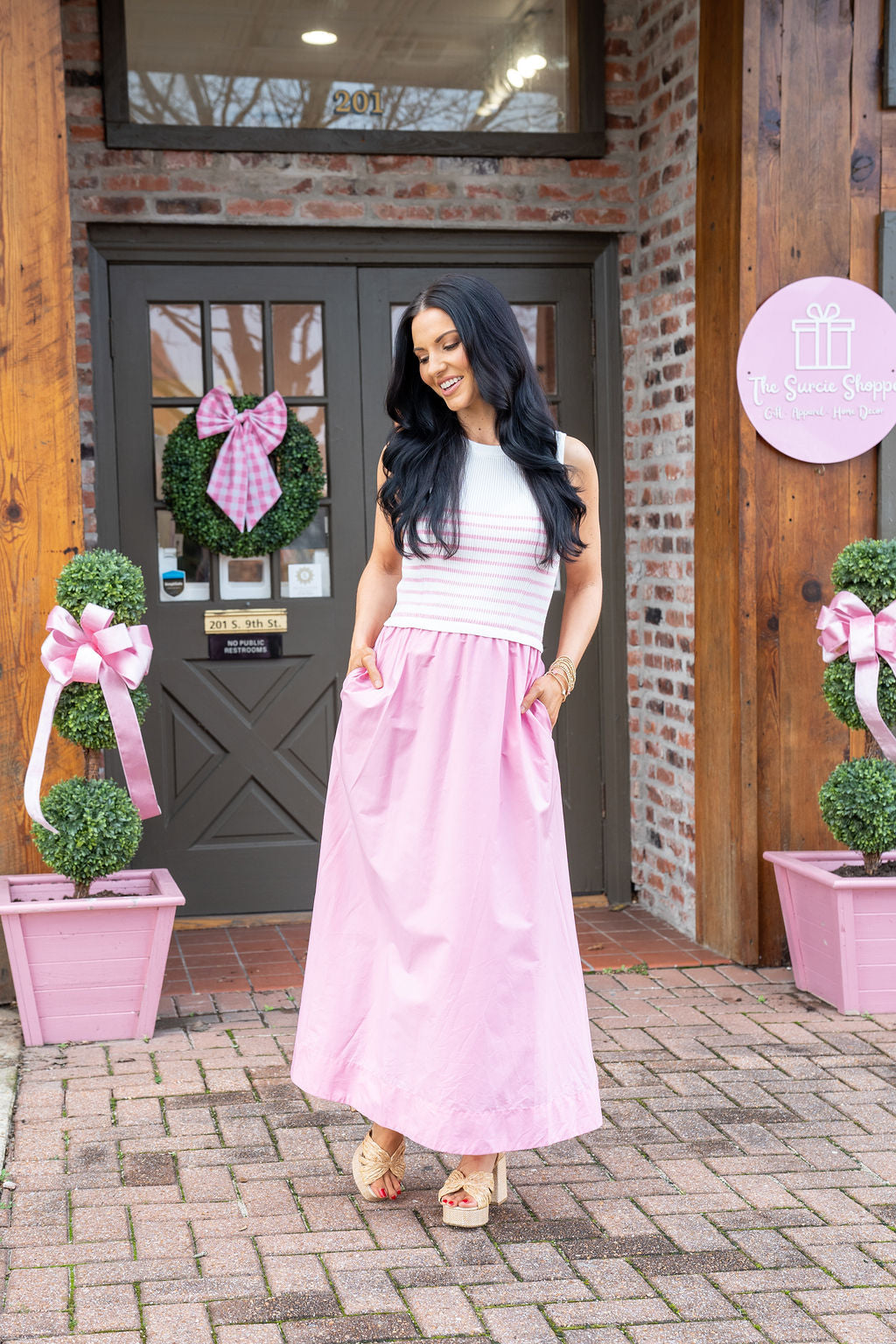 Adeline Pink Stripe Dress