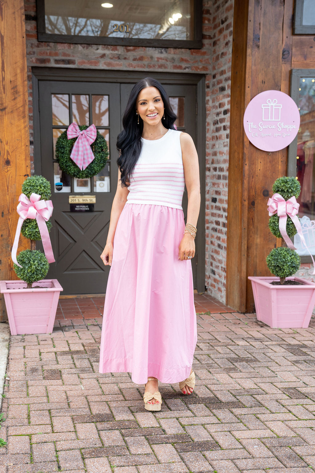Adeline Pink Stripe Dress