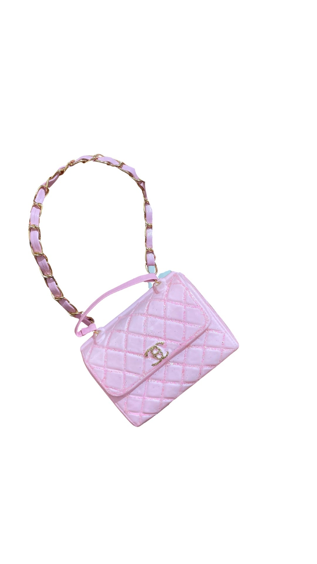 Luxe Quilted Handbag Ornament, Pink