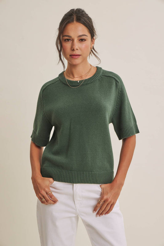 YEAR-ROUND ESSENTIAL SOFT SWEATER TOP, EMERALD GREEN