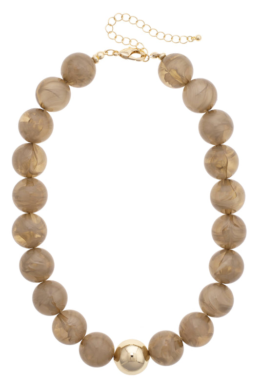 Marjorie Beaded Necklace: Smokey Taupe