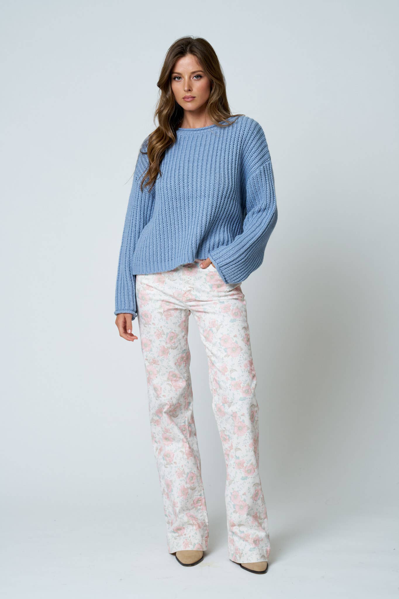 RORY KNIT SWEATER: DUSTY BLUE