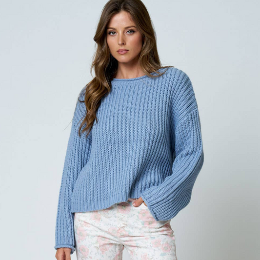 RORY KNIT SWEATER: DUSTY BLUE
