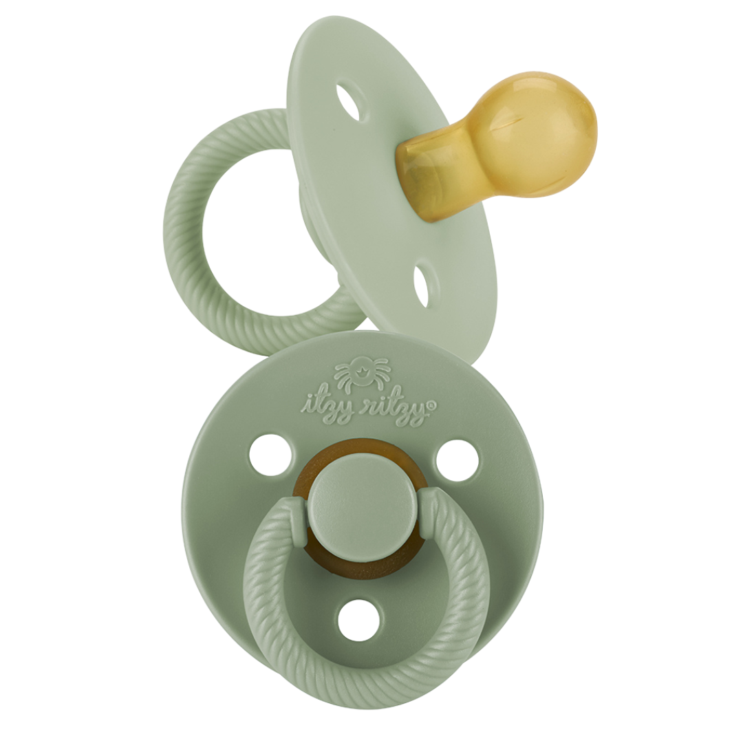 Itzy Soother™ Natural Rubber Paci Sets: Pink Bow 0-6 M