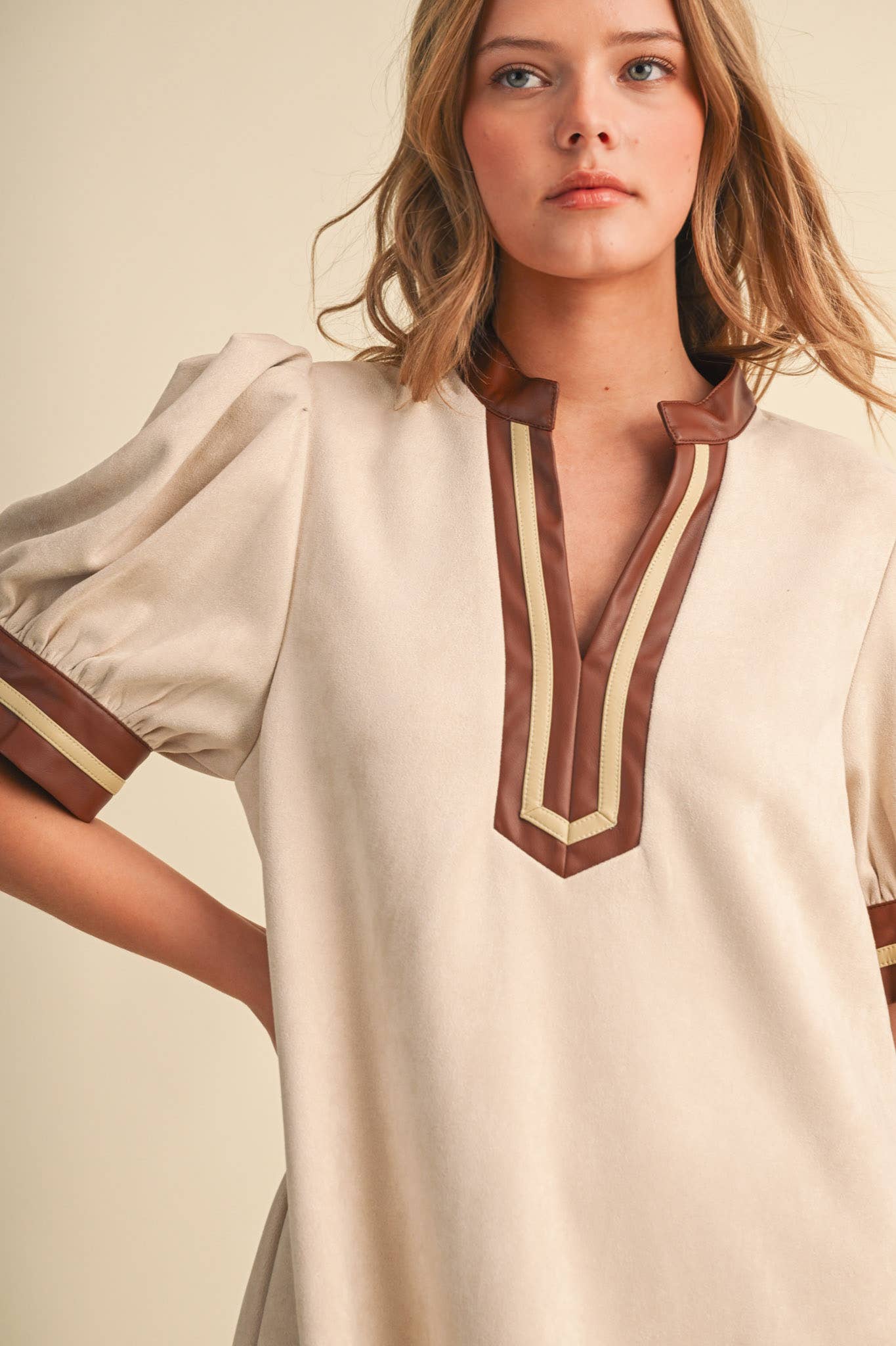 MINDY FAUX SUEDE SHIFT DRESS