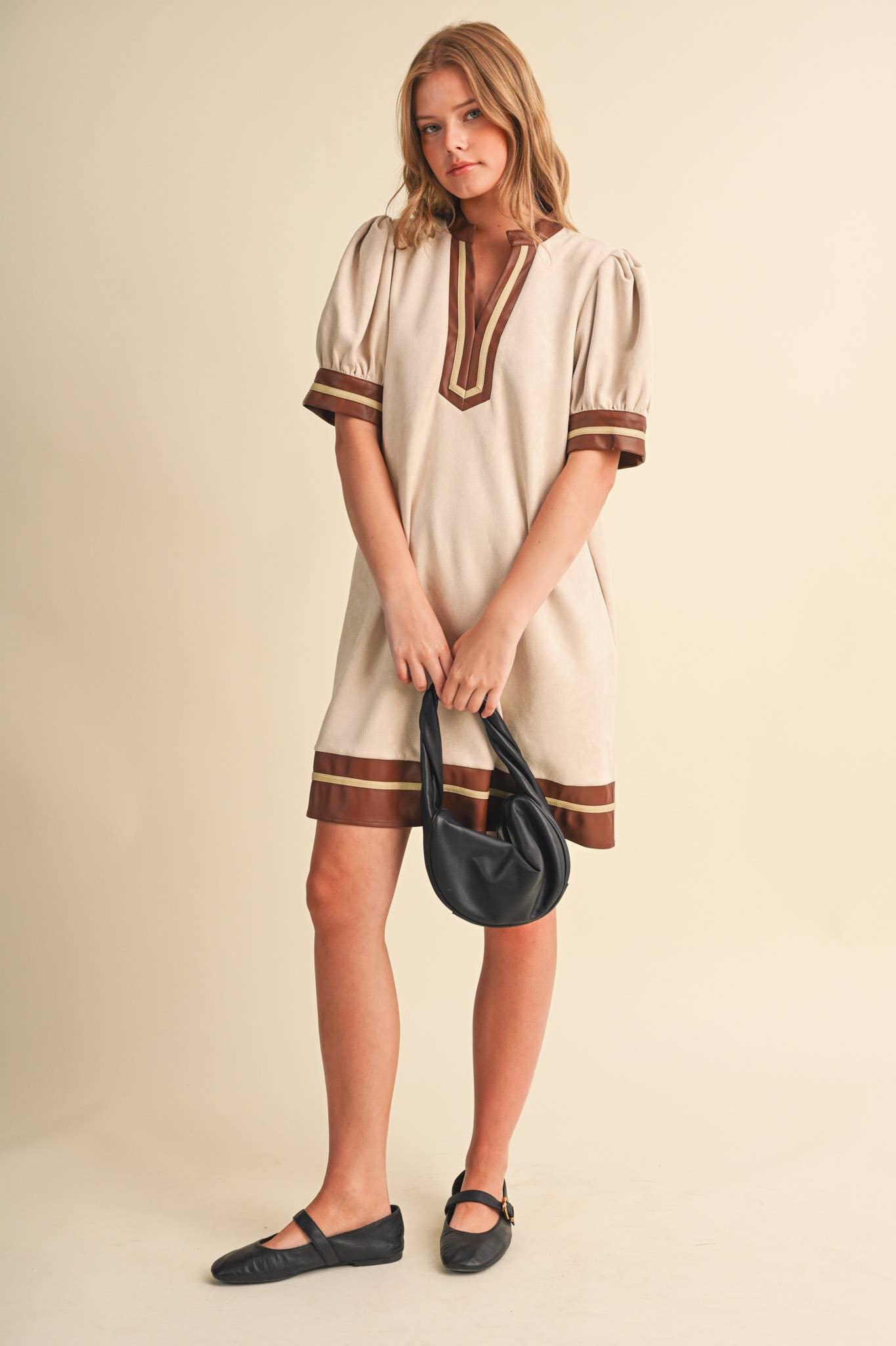 MINDY FAUX SUEDE SHIFT DRESS