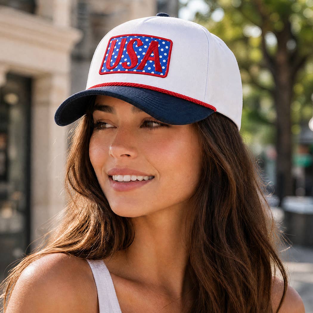Made In The USA Embroidered Patch Two Tone Rope Trucker Hat
