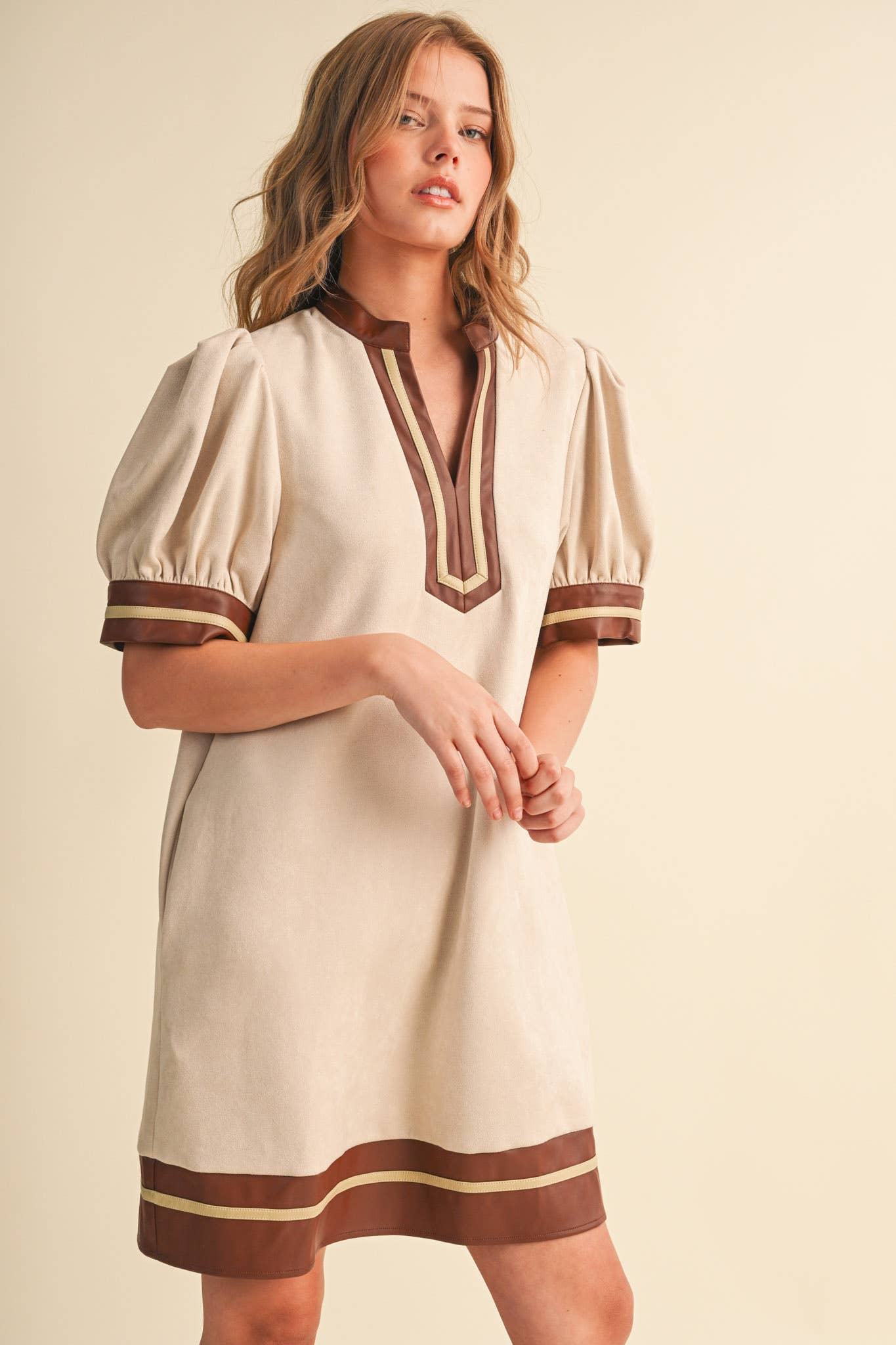MINDY FAUX SUEDE SHIFT DRESS