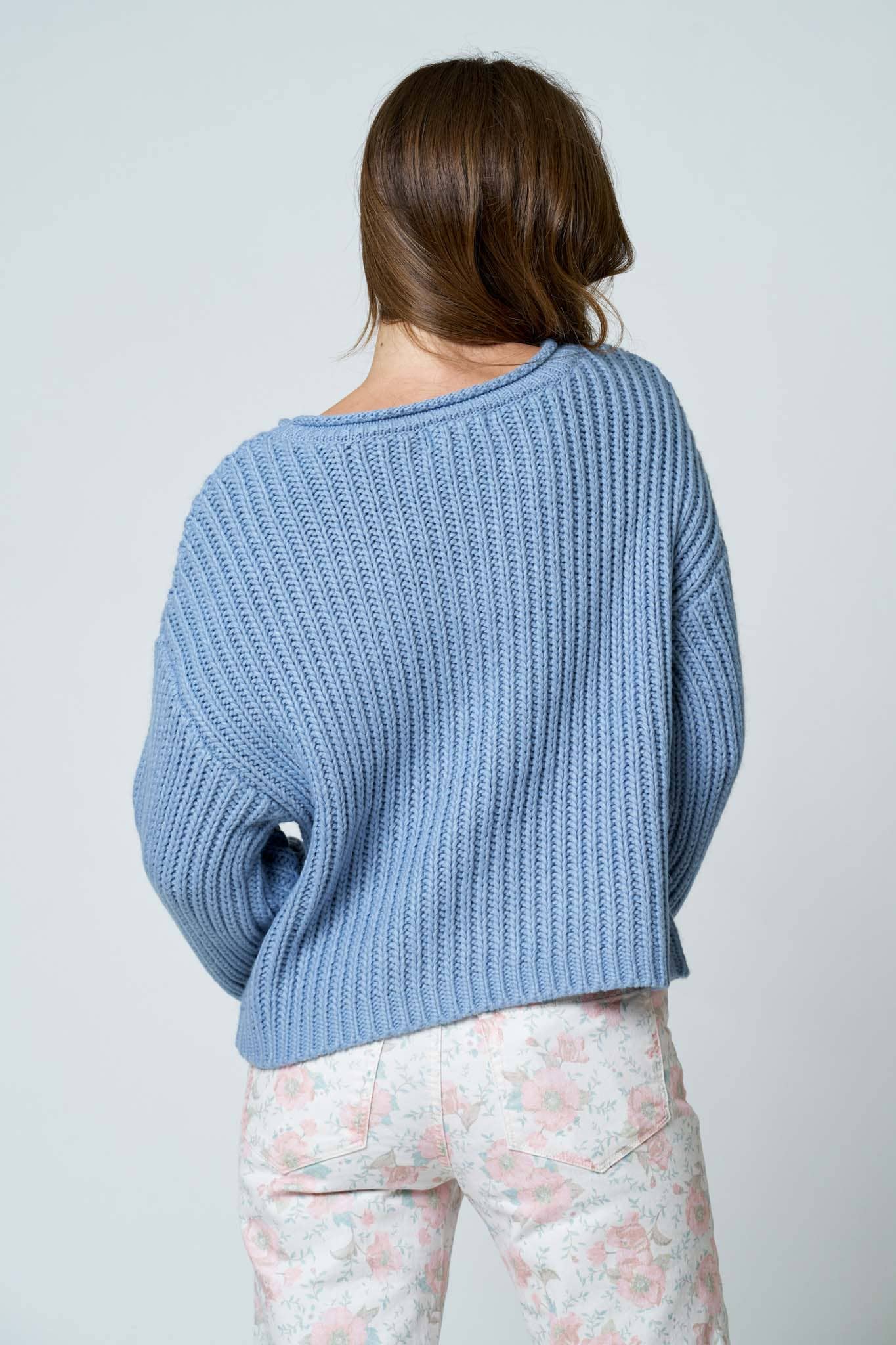 RORY KNIT SWEATER: DUSTY BLUE