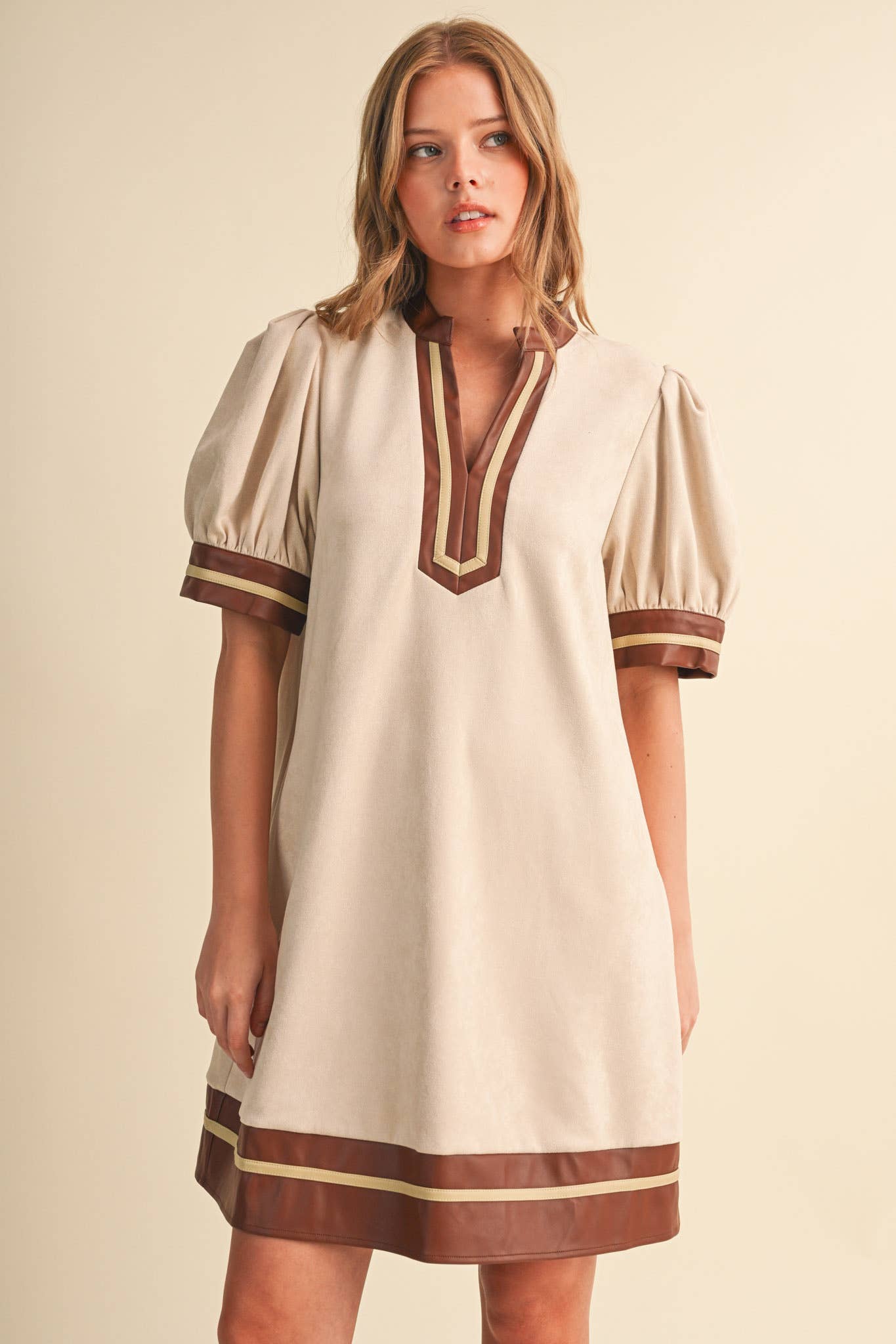 MINDY FAUX SUEDE SHIFT DRESS