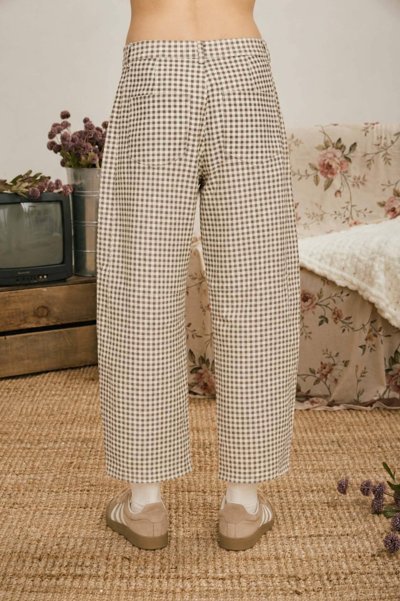 SUSANNA GINGHAM BARREL PANTS