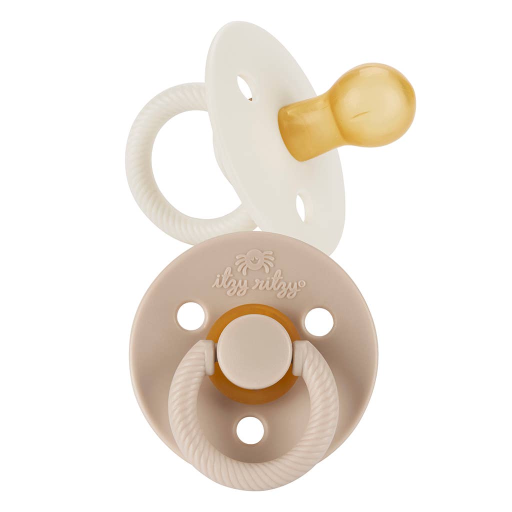 Itzy Soother™ Natural Rubber Paci Sets: Pink Bow 0-6 M