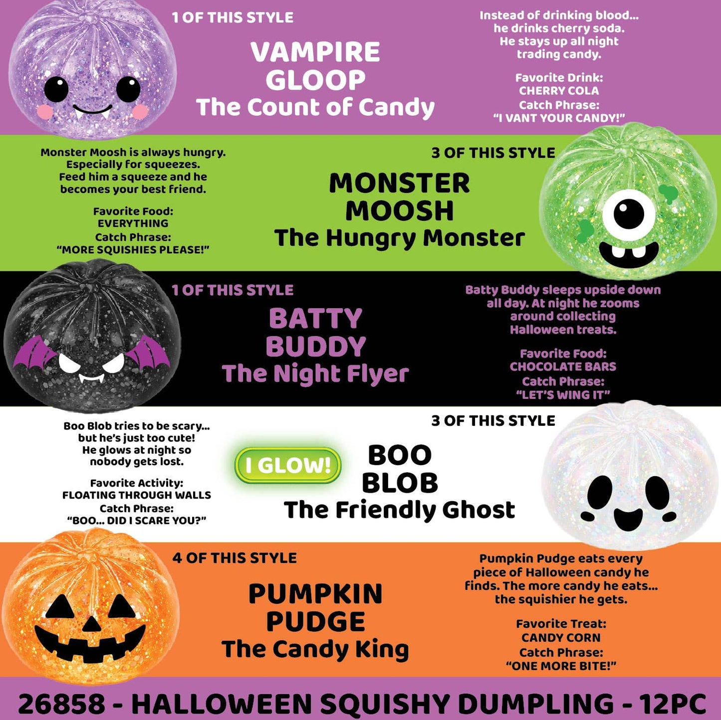 Fun Doh Halloween Dumpling Squishy Toy - 12/Display: Wholesale Price