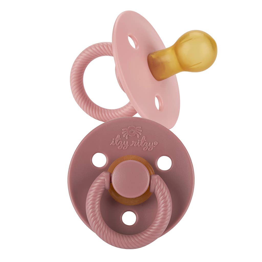 Itzy Soother™ Natural Rubber Paci Sets: Pink Bow 0-6 M