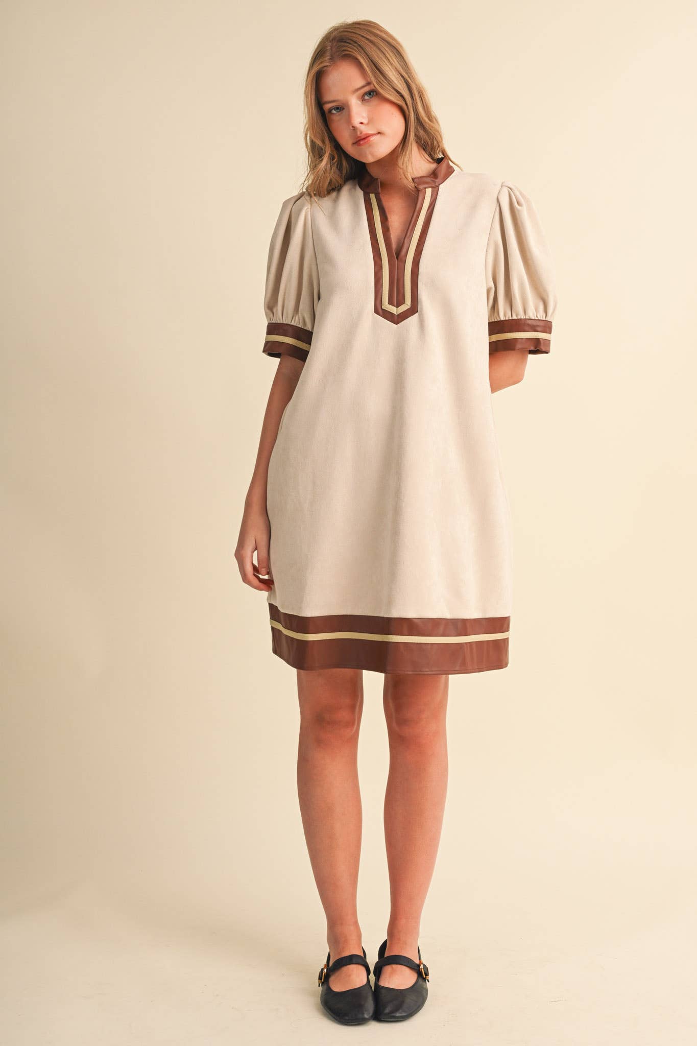 MINDY FAUX SUEDE SHIFT DRESS
