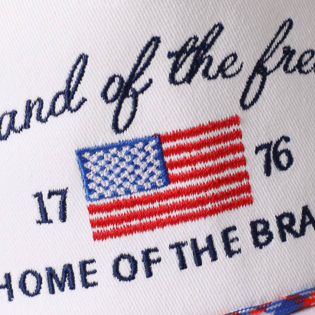 Land of the Free Embroidered USA Rope Trucker Hat