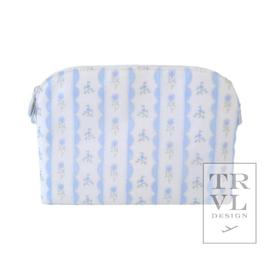 Goodie Cosmetic Bag - Ribbon Floral Blue