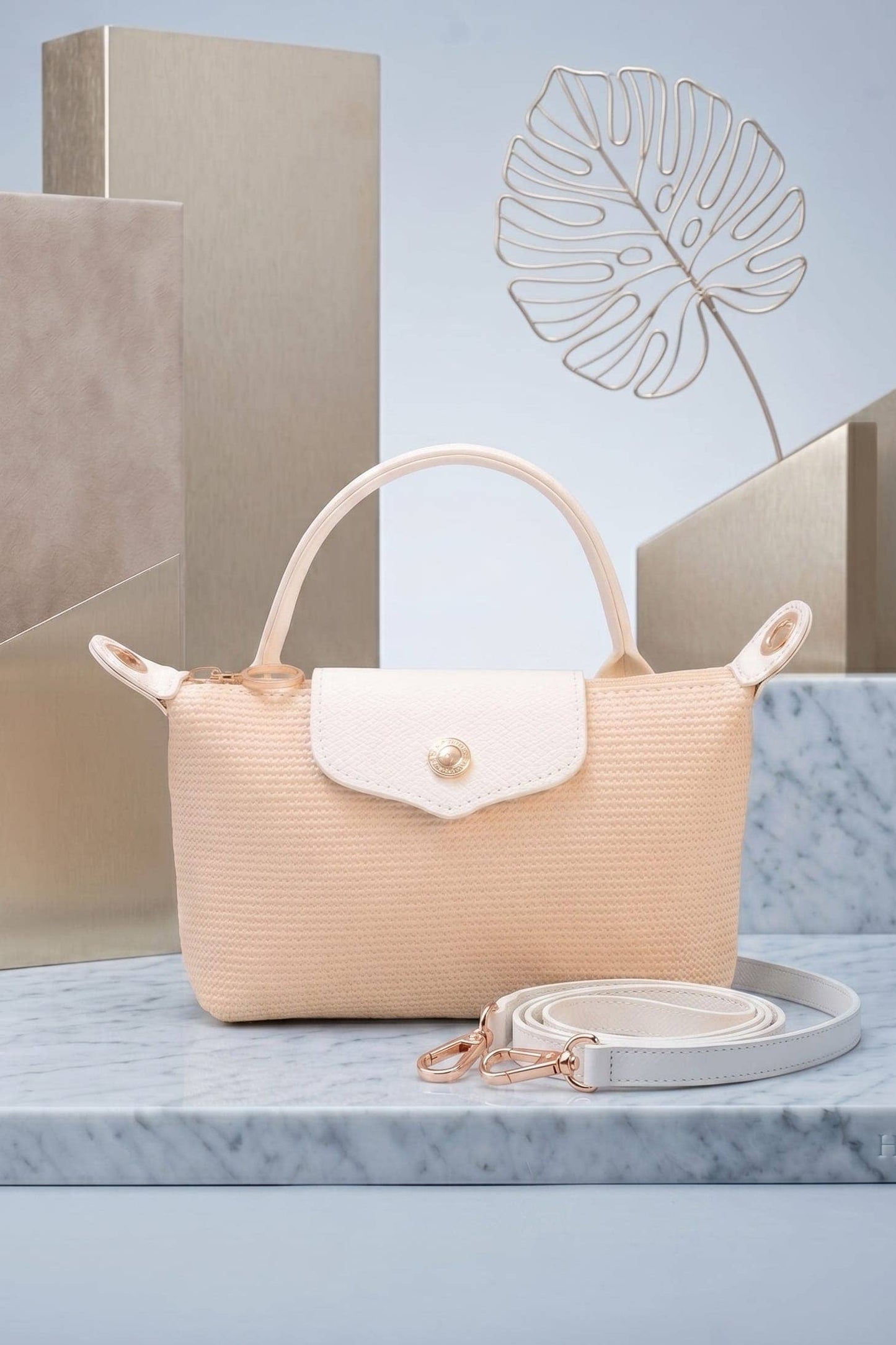 Lacey Straw Mini Crossbody Bag: White