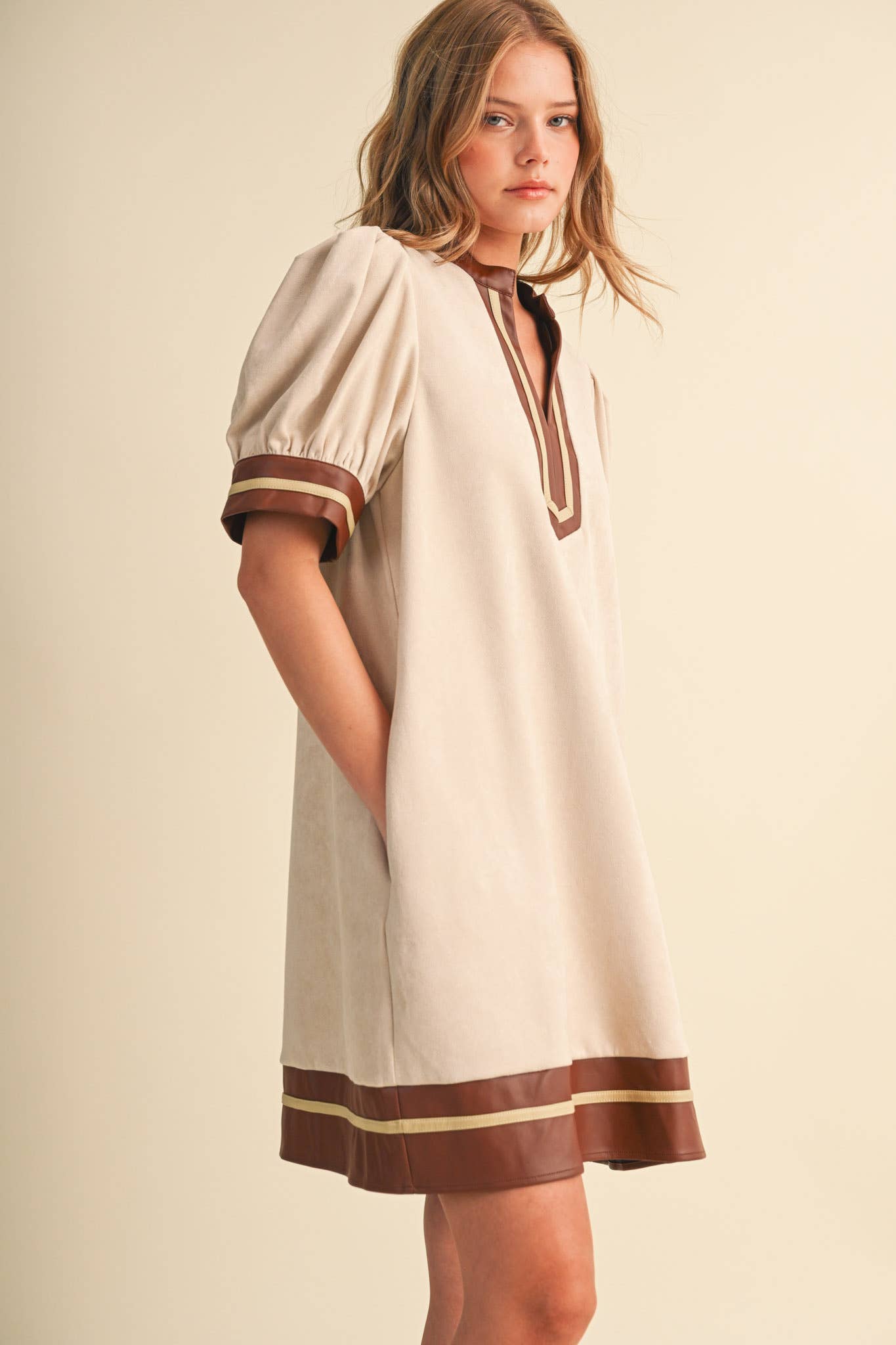 MINDY FAUX SUEDE SHIFT DRESS