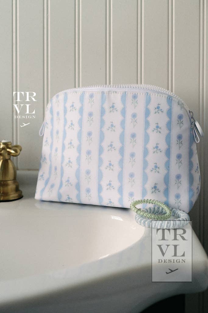 Goodie Cosmetic Bag - Ribbon Floral Blue